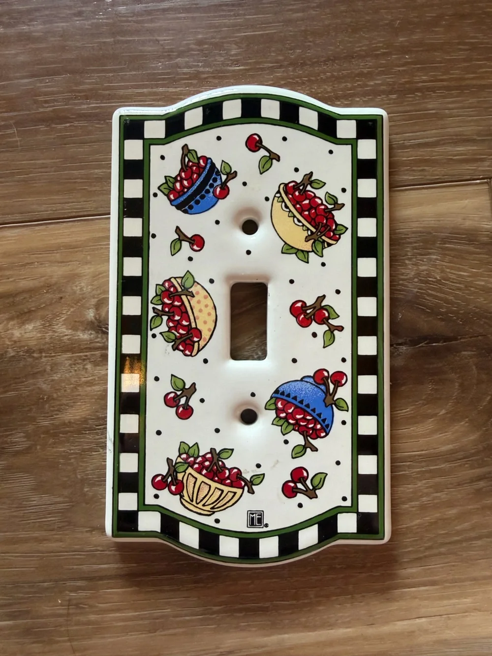 Decorative Cherry Pattern Wall Plate - Mary engelbreit